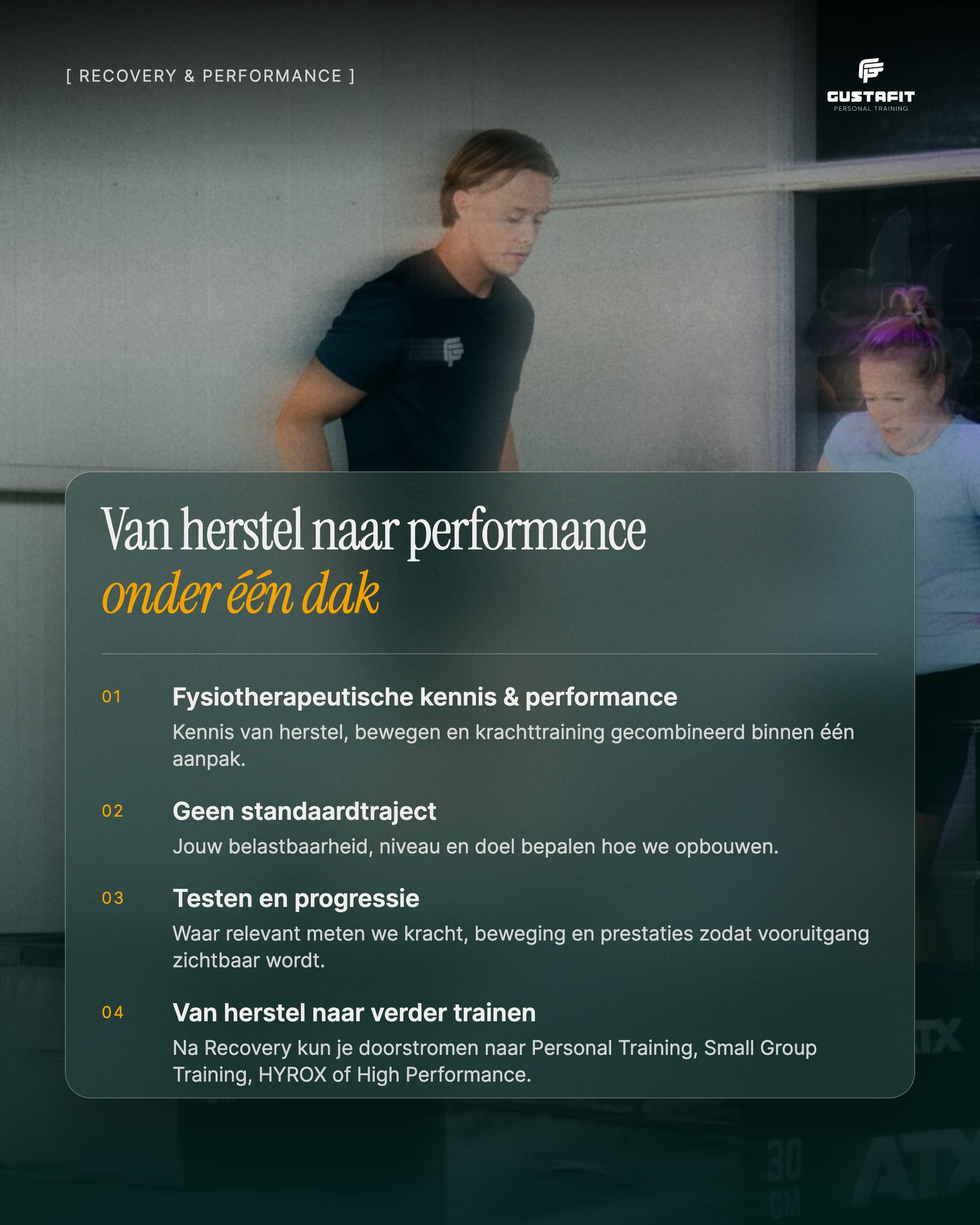 Social graphic over de persoonlijke aanpak van Gustafit